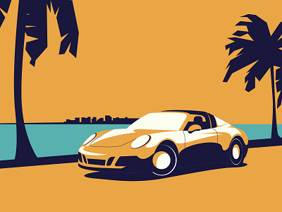 Porsche 911 Flat Style Vector Illustration