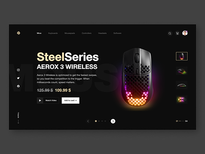 SteelSeries - Landing Page Redesign 🎮 dark darktheme interface landingpage minimal mouse steelseries ui ux