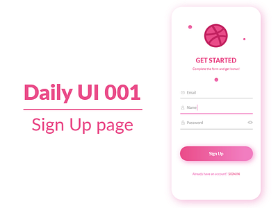 Daily UI - Sign Up page app daily dailyui design interface minimal mobile sign ui up user ux