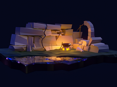 Low-poly Ancient Ruins 3d blender low poly