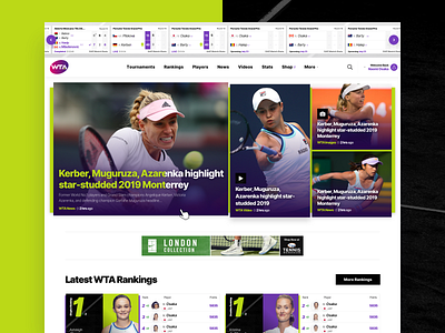WTA Website design sport sports sports branding sports design tennis ui ui ux ui design ux design web website website design