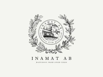 INAMAT AB Logo bread cheese chef cinnamon company logo culinary fish food garlic logo logo design logo mark meat shirazanddaryan sketch swedish typography vintage