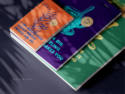 Notebook - Complete Cafe Brand Identity blank page book cover booklet brand identity cafe colorful cover design green hand drawn illustration notebook notebook cover notepad orange page design purple sketch stapler vector writing notes