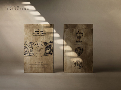 To-Go Packaging - Complete Cafe Brand Identity brand identity brand identity design branding cafe branding craft craft package food package illustration packaging pocket to go packaging typography vintage visual identity