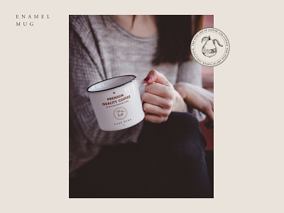 Enamel Mug - Complete Cafe Brand Identity brand identity branding cafe branding ceramic coffee drink coffee enamel mug girl mockup illustration mug design mug mockup premium vintage visual identity woman