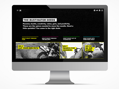 The Bustinator Website bold branding bright motivation new personal positive social media typography web web design website