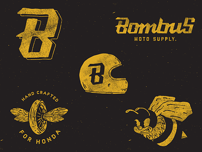Bombus 70s bee branding handdone identity illustration logo motorcycle startup texture wordmark