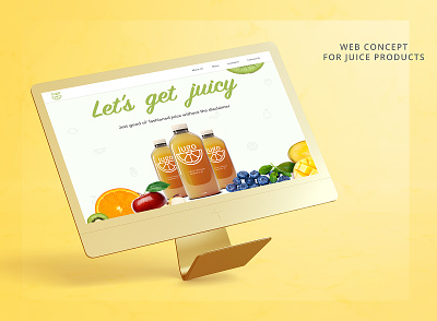 Juice shop web concept branding commerce design imac mockup juices landing page logo mockup prototype ui user experience user interface uxdesign website design