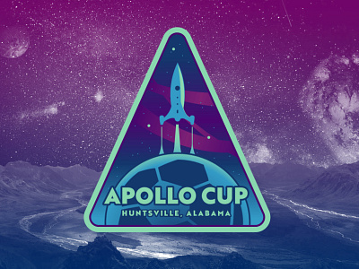 Apollo Cup Soccer Tournament Logo ball branding design event football huntsville logo rocket soccer space tournament