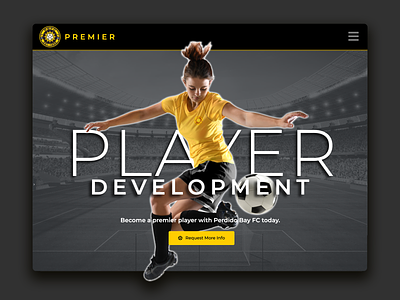 Premier Soccer Club - UI black branding club design football gold grey marketing motion player premier soccer ui ux yellow