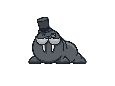 DevourWP Mascot - Russ illustration monocle top hat walrus