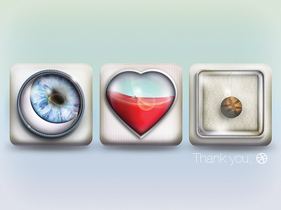 Eye Heart Dribbble debut design glass icons