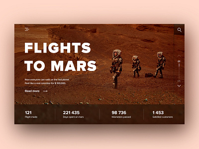 Flights to the Mars design design ui ux flights landing page mars minimal ui ux web website