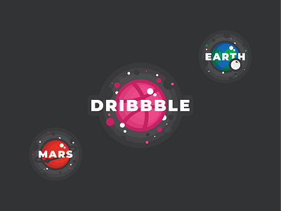 Hello, Dribbble! 2d dribbble earth flat illustration mars planets space