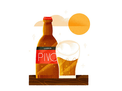 Pivo 2d alcohol art beer chill design flat illustration minimal pivo procreate shape summer texture vector