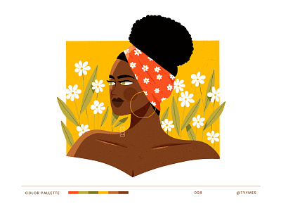 Wildflower Girl 2d beautiful black lady character design digital flower girl illustration pattern plant procreate simple wild