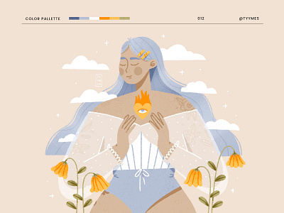 Your inner fire 2d beautiful challenge character character design clouds design digital dtiys fire flat flowers girl illustration minimal people plant procreate selflove texture