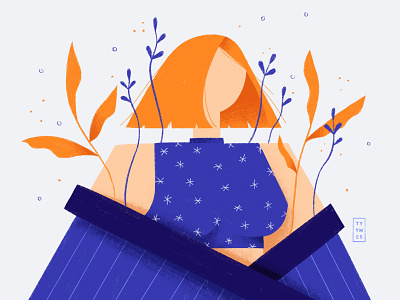 Playing around with shapes beautiful blue design geometic illustration minimal orange plant portrait simple woman