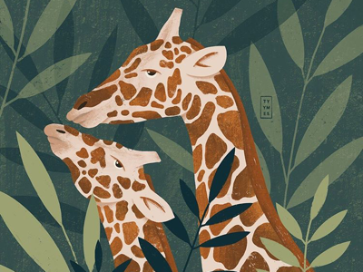 UNITED animal beautiful bond child digital earth giraffe green illustration love minimal mother plant simple united