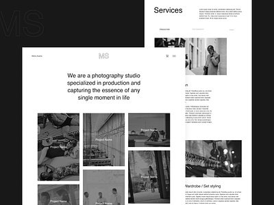 Photography Studio black black and white cart design minimal minimalistic page photo photography photos ui web website