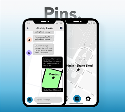 Pins app chat maps ui ux