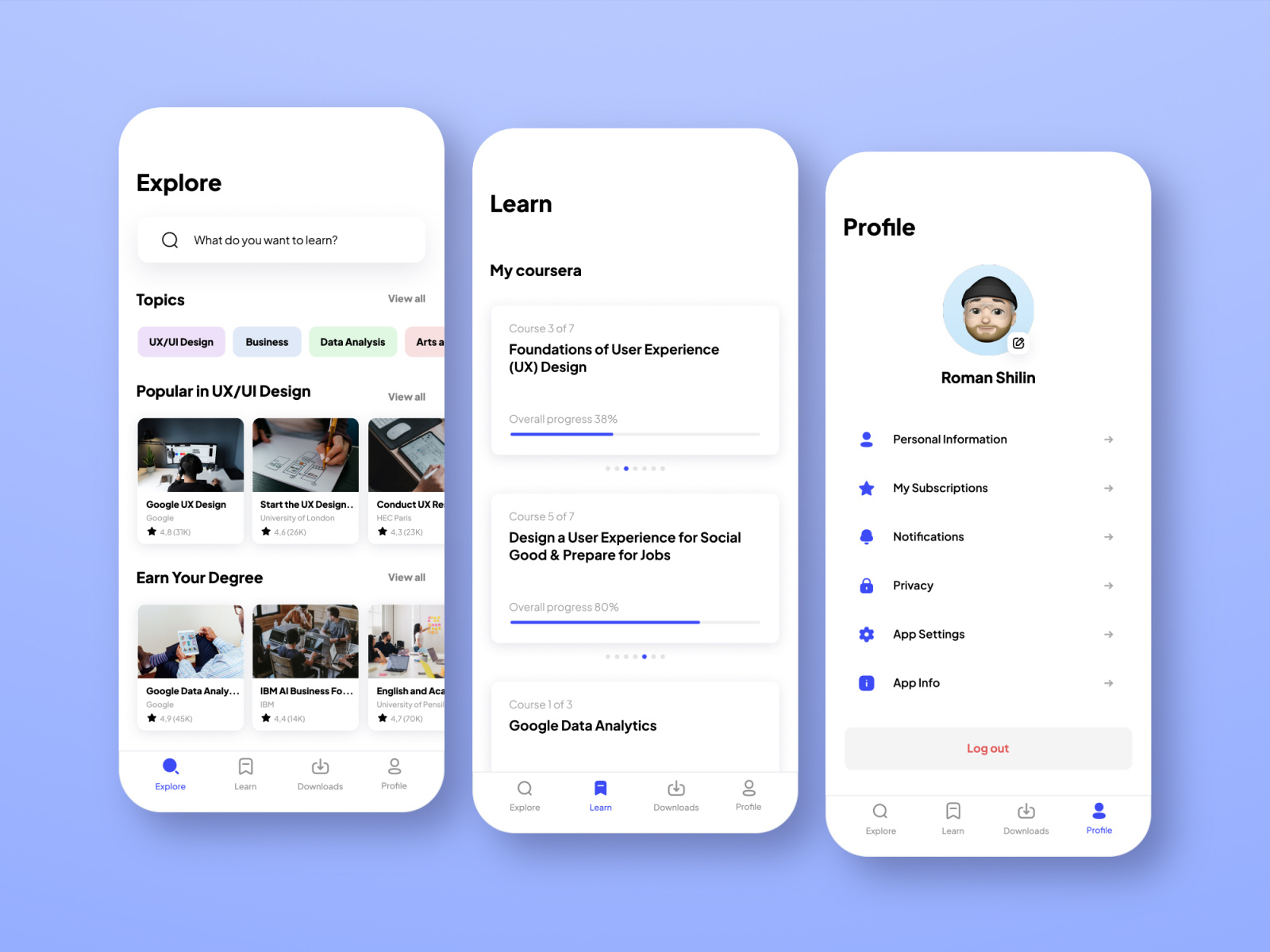 Coursera App Redesign Concept by Roman on Dribbble