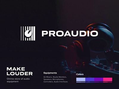 PROAUDIO - Logotype for online store of audio equipment animation audio brand branding controller dj flat gif icon idenity logo logo design logotype mixer music pro studio video visual design visual identity