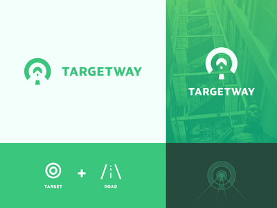 Targetway - Logo design for success assistant app app brand branding circle circle logo digital flat green icon logo logo design logotype minimal road simple success target vector way web