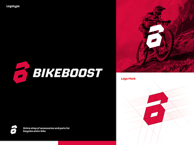 Logo for shop of accessories and parts for bicycles and e-bike b bicycle bicycles bike bike ride bikers boost brand brand identity e bike ebike flat letter b logo logo design logotype mark online shop speed