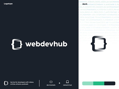 Logo redesign for { } webdevhub = "Service for developers";
