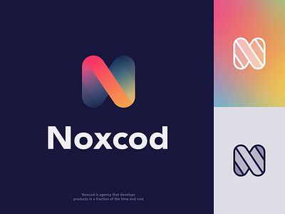 Noxcod Logo Design for a product development agency agency app brand branding development digital flat icon identity it logo logo design logotype mark n n letter simple site vector web