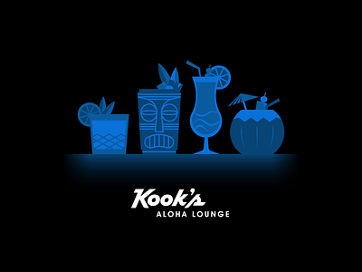 Kook's Aloha Lounge - Tiki and Drink Illustrations branding design icon illustration illustrator logo minimal type typography vector