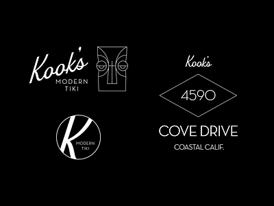 Kook's Modern Tiki Identity bar branding cocktails design identity logo lounge minimal tiki typography