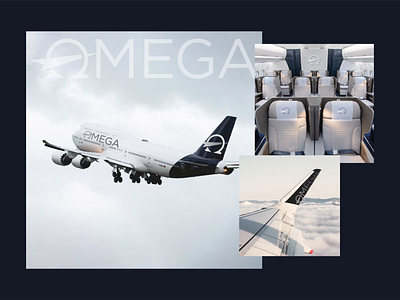 Omega Airlines Identity airline airline app app branding design livery logo logotype mockup omega plane ui ux