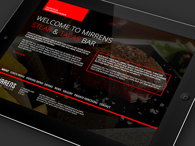 Mirrens bar black design grill red restaurant website white