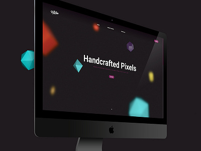 Homepage Mockup 3d shapes dark homepage pixels website