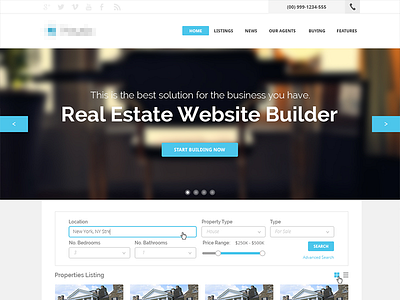 Website Builder Concept clean flat modern property search real estate simple web website builder