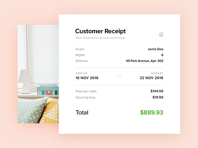 Email Receipt - Daily UI - #017 daily dailyui email receipt rental ui user interface