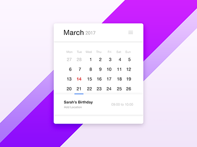 Calendar - Daily UI - #038 app calendar daily interface mobile ui ux