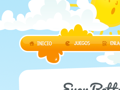 Kids Welcome page detail 01 cloud sun orange funny menu kids children happy games web