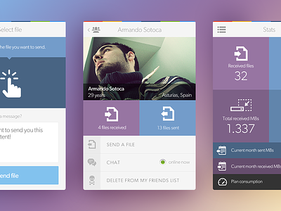 Teleport UI app app design blue clean flat interface design mobile purple ux white