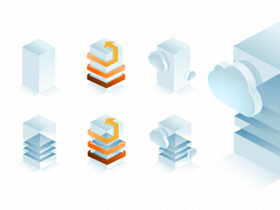 Hosting icons 2 cloud fireworks hosting icon isometric