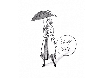 DAY1-a rainy day☔️ girl illustration raining umbrella