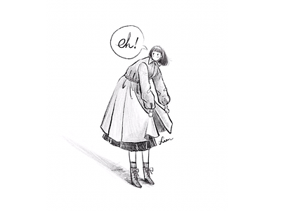 DAY9-a windy day🧥 girl illustration skirt wind coat windy