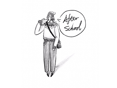DAY10-a school day🏫 girl glasses illustration school school bag sweater woolen hat