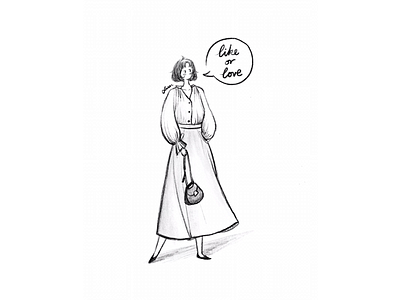 DAY26-The difference between like and love❤️ bob girl handbag illustration shirt skirt