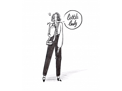 DAY32-a little lady👄👠 bags bob girl high heeled shoes illustration pants shirt