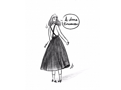 DAY37-A Chance Encounter💑 encounter girl illustration long straight hair skirt suspender skirt