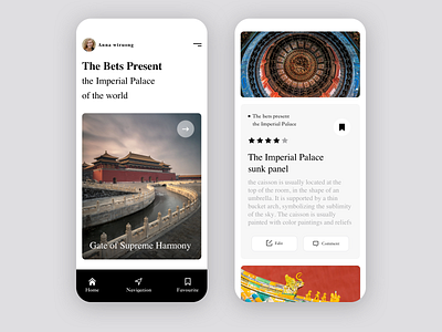 Mobile -Traveling App app china design screen travel the imperial palace trip ui ux ux