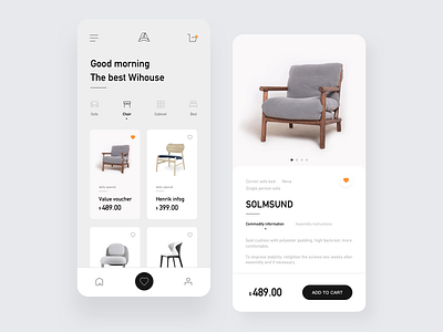 Furniture Store App app black white clean dark dark ui design fashion fashion app furniture furniture design futuristic interaction products shop ui ui ux ux